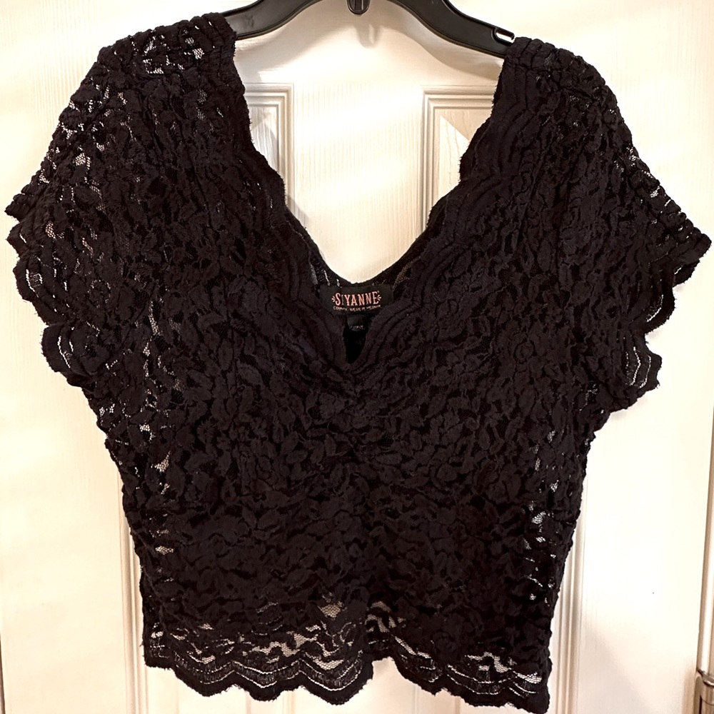 SHYANNE  XL Sheer, Lace Dress Top